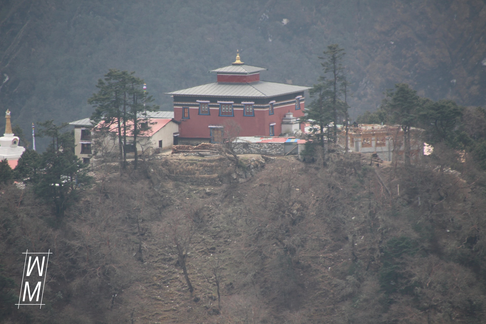 Kloster Tengboche vom Panoramaweg gesehen.
