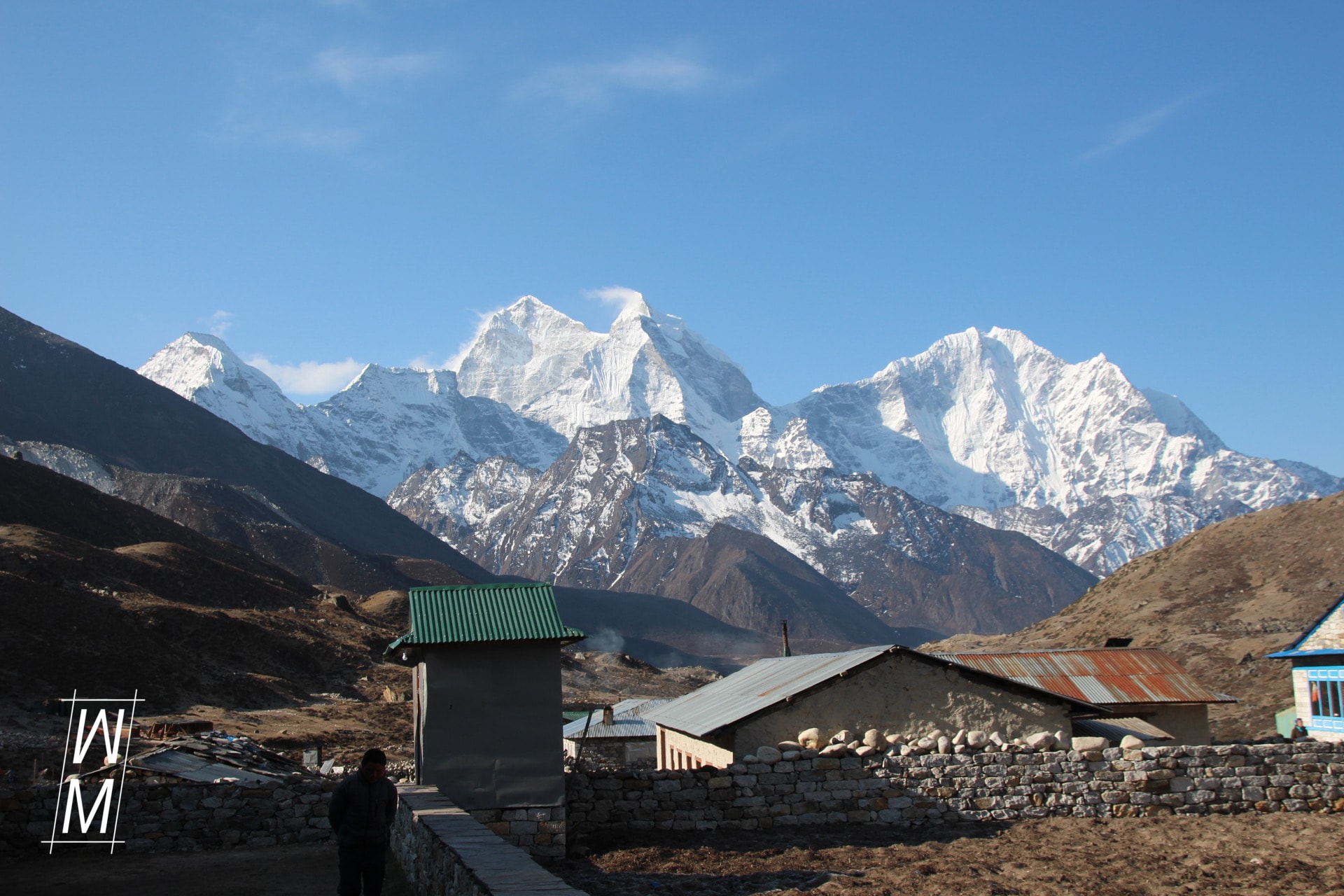Blick von Pheriche nach Süden mit Kang Tenga und Thamserku.